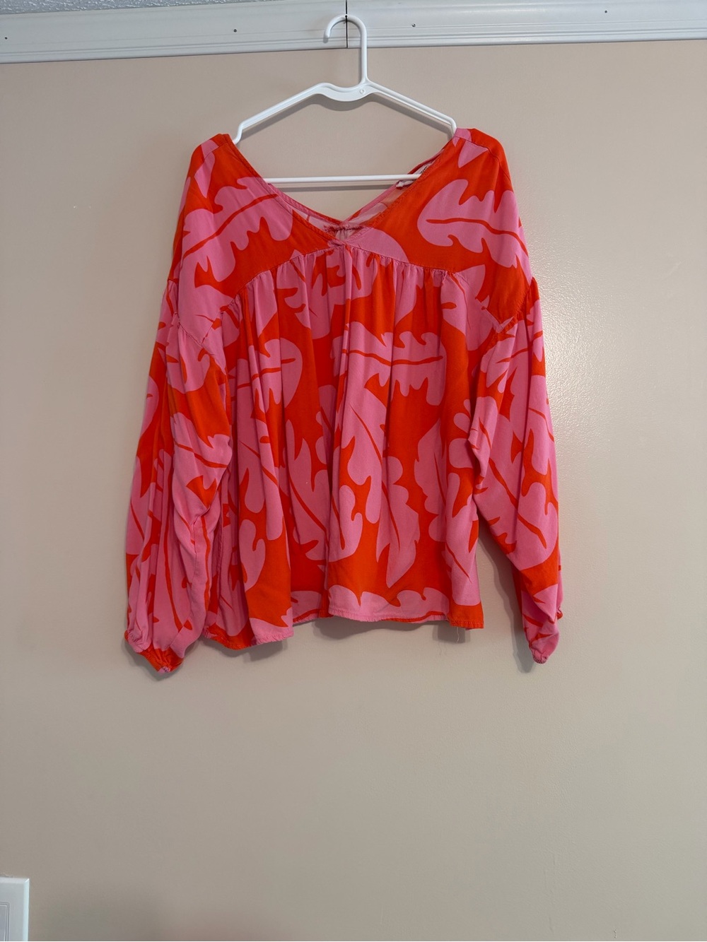 Vibrant Pink & Red V-Neck Boho Tunic